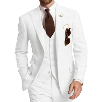 Elegant Gray Men Wedding Party Three Pieces Set Large Size Male Blazer Vest Pant and Vest Fashion Slim Fit Suit