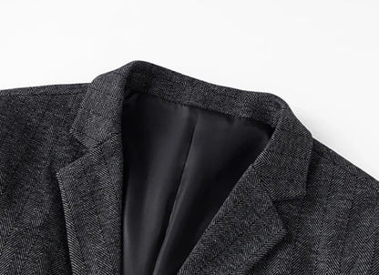 Men's 2024 Business Casual Single Suit Jacket High Quality Herringbone Wool Blend Single Breasted Stylish Handsome Line Bag