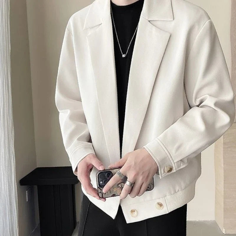 TikTok Trend Men's Autumn Designer Cropped Blazer High-End Casual Jacket Fashion Short Suit Outerwear