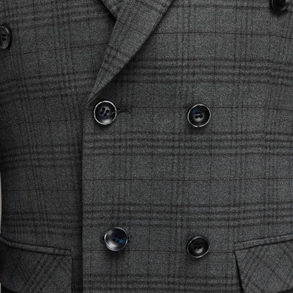 Men Suit Gray 2 Pieces Grid Stripe Double Button With Lapel For Wedding Birthday Business Banquet Work Daily Jacket And Pants