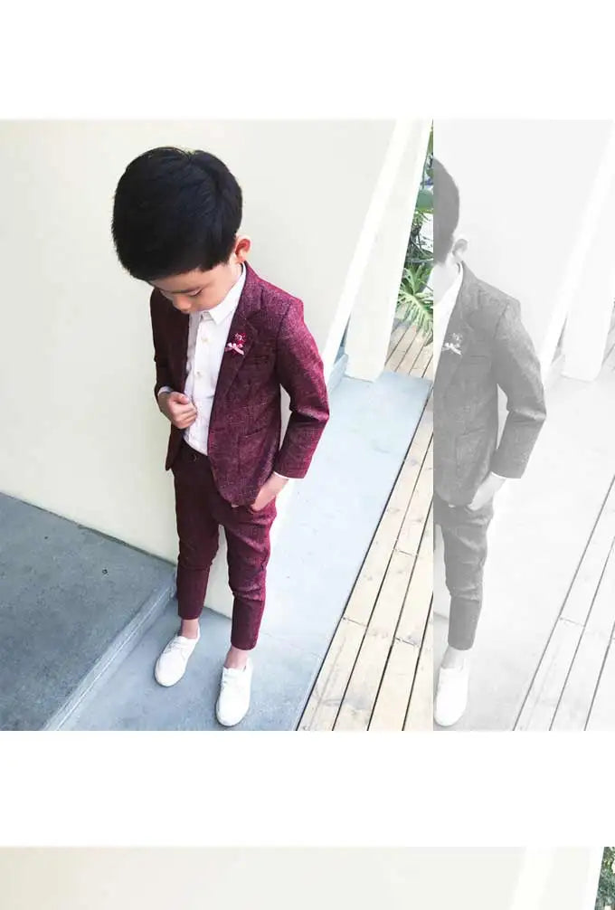 Kids Wedding Ceremony Slim Suit Children Formal Blazers Pants 2Pcs Photography Clothes Good Quality Baby Boys Handsome Suit