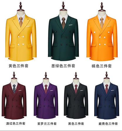 Men's Double Breasted Blazer – Formal Solid Color Suit Jacket for Weddings & Business