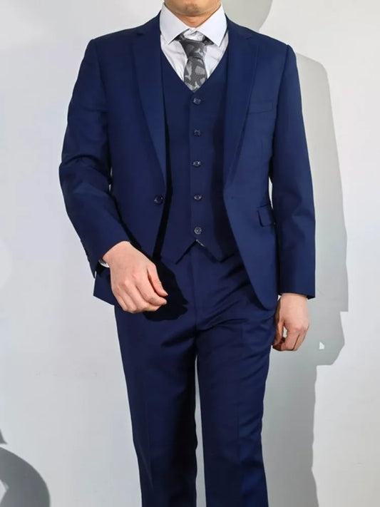 New Mens Business Work Formal Suits Thin Slim Fit Blazers Two Piece Set One Button Host Banquet Groom Blazer Long Pant Outfits