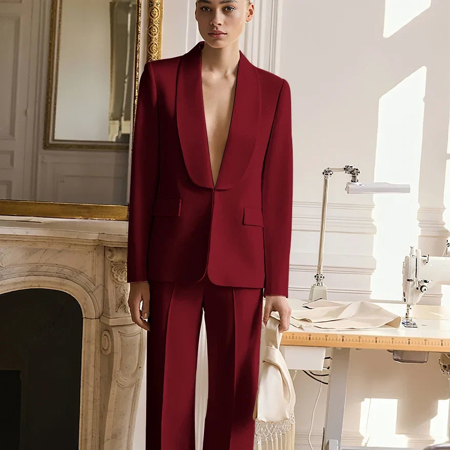 Wedding Guest Suits for Women Elegant Bride Mother Groom Blazer Set Shawl Lapel 2Pieces(Jacket+Pants) Hidden Button Custom