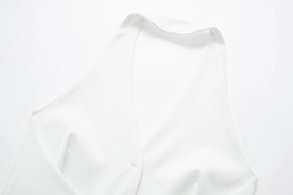 Halter Formal Vests Woman Off Shoulder Women's Suit Vest Backless Black White Short Vest Casual Cropped Sleeveless Vest
