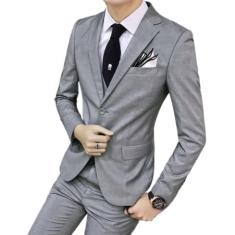Men's 3-Piece Slim Fit Suit – Business & Wedding Formal Set with Blazer, Vest & Pants