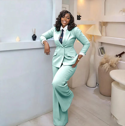 Classic Professional Burgundy Double Breasted Women's Suit Office Formal 2 Piece Jacket Pants Set Casual Daily Streetwear