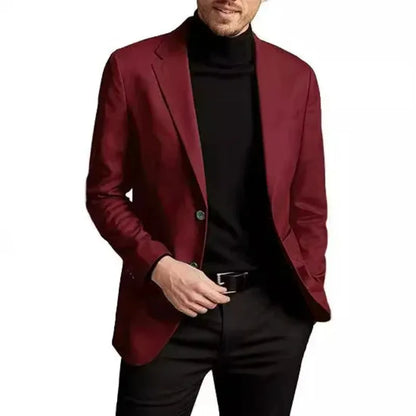 KIDWHXR Men Suit Coat Simple Solid Long Sleeve Male Blazer Turn Down Collar Casual Comfortable Business Casual Man Outerwear