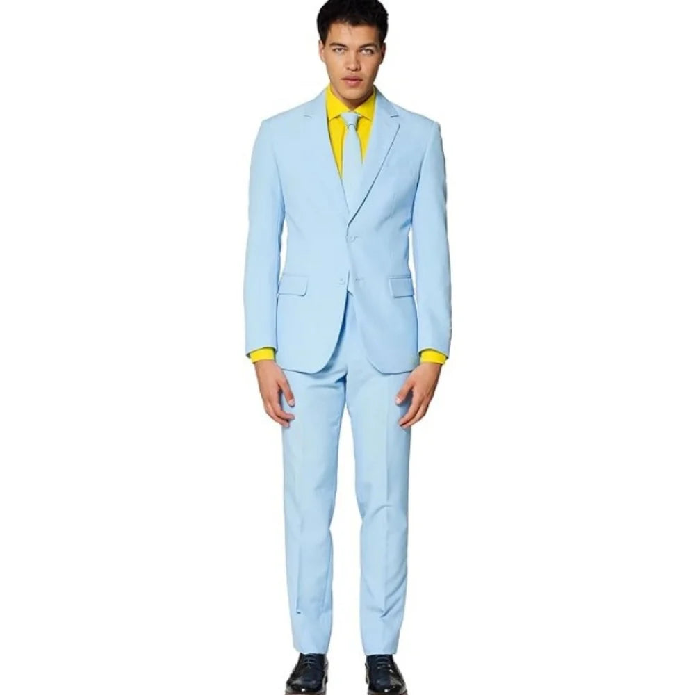 2 Pieces Business Costumes Smoking Jacket Pants Two Buttons Party Tuxedo Dress Single Breasted Men Suits For Wedding Groom