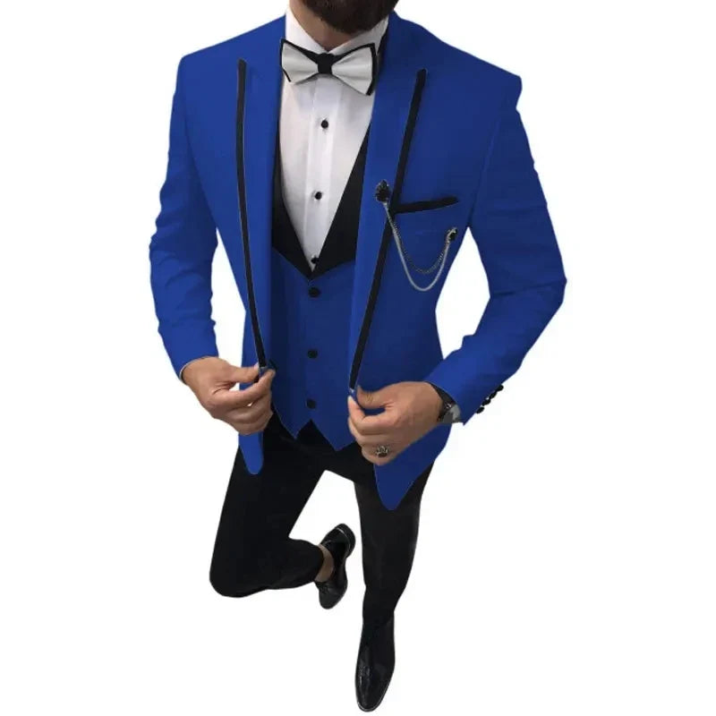 Men wedding Suits Slim Fit Casual Business Groomsmen Grey Green Ivory Lapel Tuxedos for Formal Wedding 3 pic (Blazer+Pants+Vest)