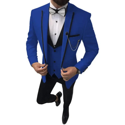 Men wedding Suits Slim Fit Casual Business Groomsmen Grey Green Ivory Lapel Tuxedos for Formal Wedding 3 pic (Blazer+Pants+Vest)