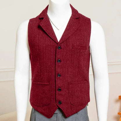 Men's Formal Vest Single Breasted Lapel Waistcoat for Weddings & Business