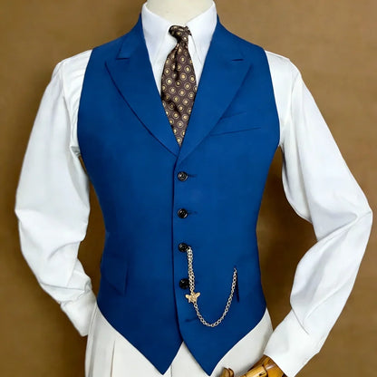 Men's Vest with Lapel Single Breasted Solid Waistcoat for Wedding & Formal Occasions