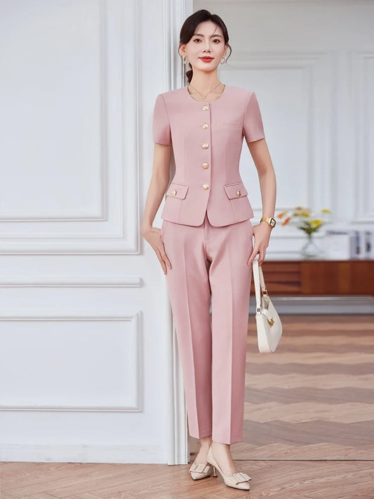 Fashionable Professional Women's Suit, High-Quality Two-Piece Pants + Blazer. Unique Temperament, Elegant and Charming