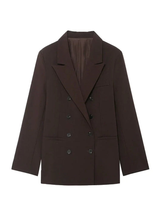 Women's Double Breasted Long Sleeve Blazer Chic Casual Office Wear Outerwear Fashion Top