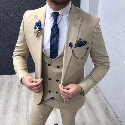 3 Piece Men's Wedding Suit Slim Fit Peak Lapel Blazer Groom Tuxedos Formal Male Suit For Party Prom(Jacket+Vest+Pants)Men Outfit