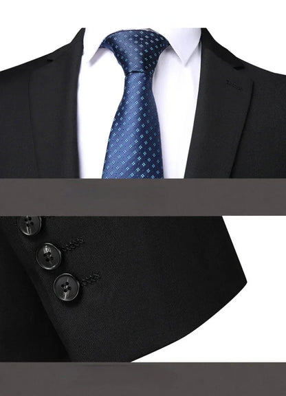 Men's 2 Piece Suit – Smart Casual Slim Fit Blazer and Trousers for Weddings and Formal Occasions – Black – Big & Tall Sizes