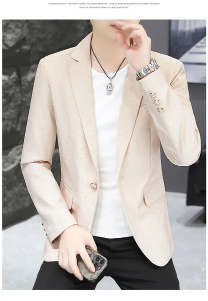 Blazer Men's fashion outdoor travel gentleman wedding Slimming Business versatile Trendy Casual Korean-style formal wear Blazer