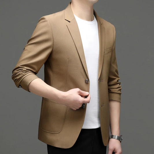 Men's Smart Casual Single Breasted Blazer – Solid Color Business Jacket