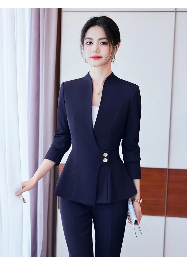 Long-Sleeved Suit for Women, Elegant Jacket and Trousers, Business and Work Uniform, Office Ladies, Special Fashion, 2025