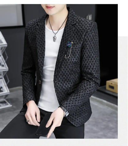 Blazer Men's Fashion Outdoor Travel Gentleman Wedding Slimming Business Versatile Trendy Casual Korean-style Formal Wear Blazer