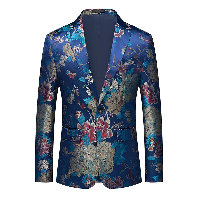 Men's Printed Suit Jacket – Paisley Floral Single Breasted Party Blazer for Men – Plus Size