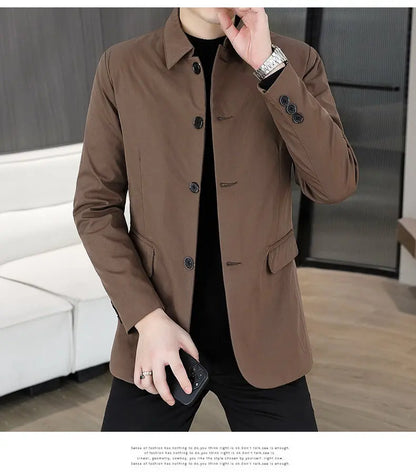 Blazer Men's Business Gentleman Wedding Fashion Best Man Solid Color Slim Fit Casual Mink Velvet with Cotton Thickened Blazer
