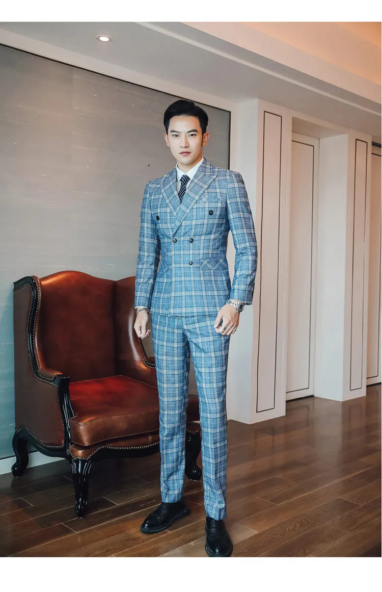 Men's Three-Piece Suit – Double Breasted Slim Fit Formal Suit for Men in Multiple Colors