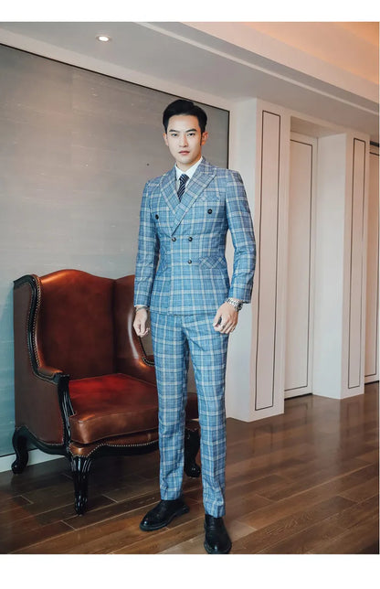 Men's Three-Piece Suit – Double Breasted Slim Fit Formal Suit for Men in Multiple Colors