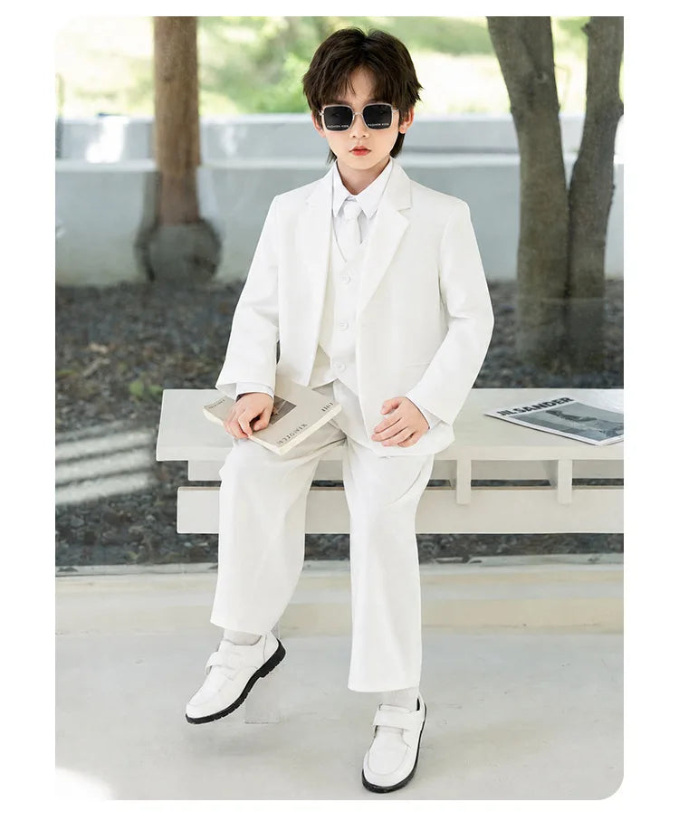2026 New Flower Boys Wedding Dress Kids Birthday Party Outfit Children's Piano Host Speech Performance Costume