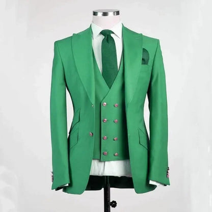Royal Blue Groom Tuxedos Peak Lapel Men Suits Wedding Best Man Blazer ( Jacket+Pants+Vest)