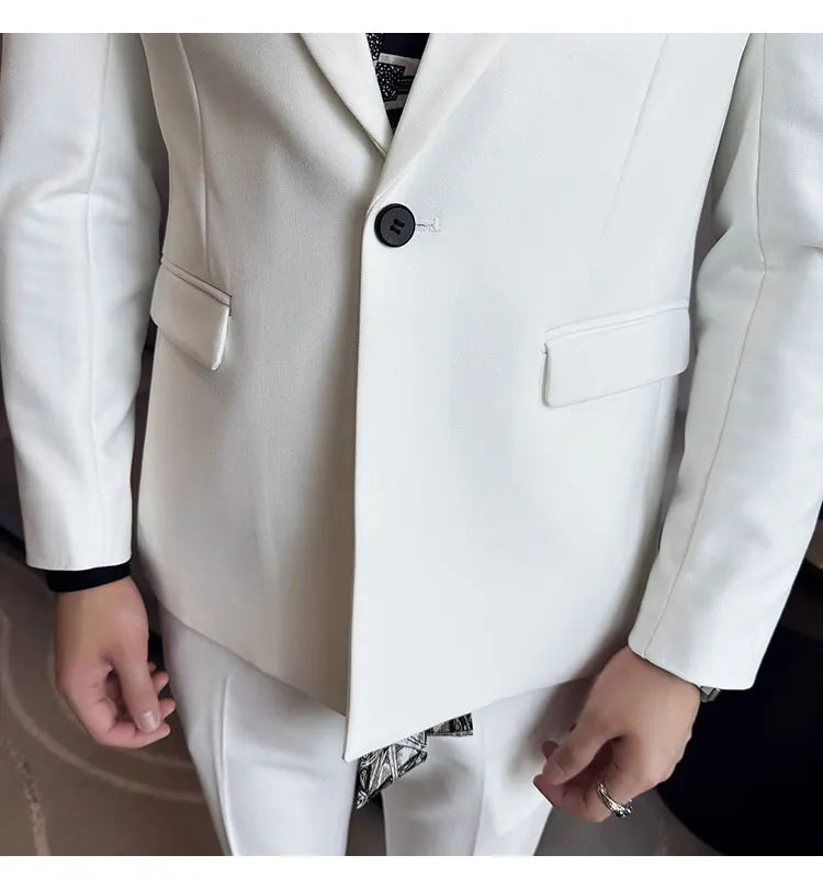 Scarf With Design Double Collar Suit Men's Business Casual Groom Wedding Slim Fit Suit Tuxedo 3-piece Set (Jacket+Vest+Pant)