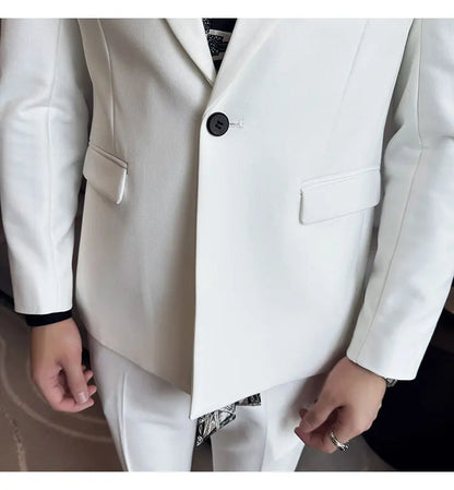 Scarf With Design Double Collar Suit Men's Business Casual Groom Wedding Slim Fit Suit Tuxedo 3-piece Set (Jacket+Vest+Pant)