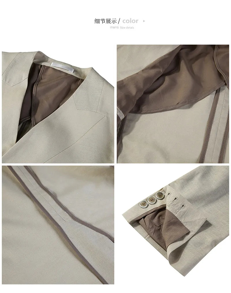 Summer Linen Breathable Suit Jacket Daily Casual Thin Blazers Men's Business Formal Suit Jacket Wedding Groom Coats Men Clothing