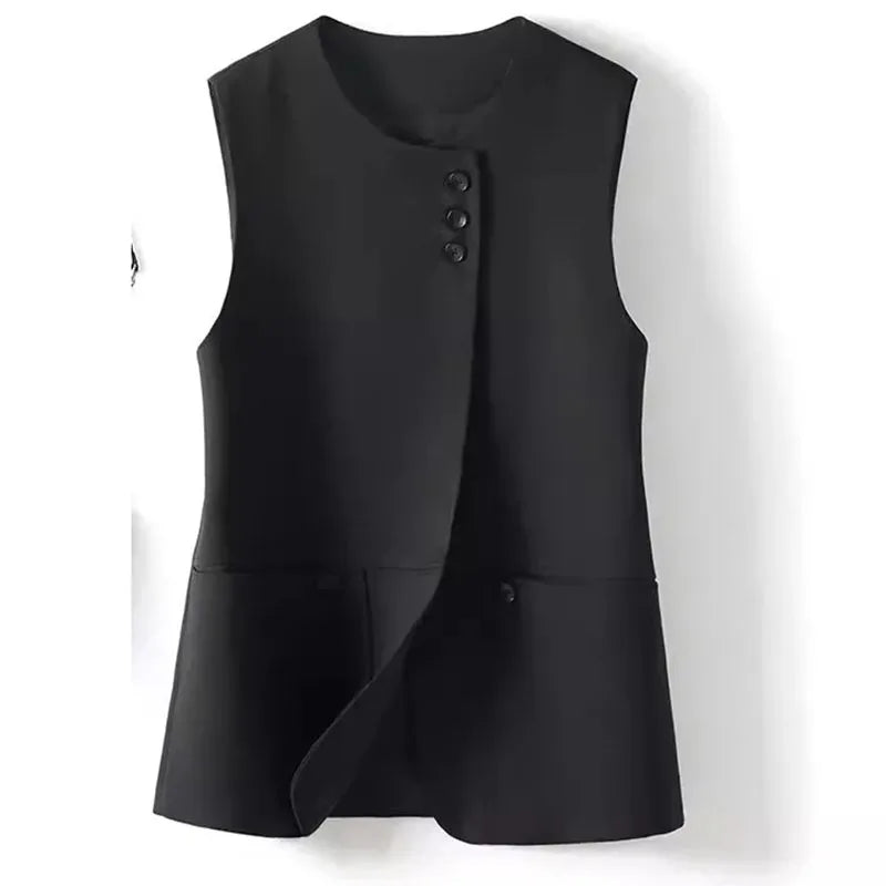Ladies Casual Fashion Blazers Vest Coat Spring Autumn Female Cardigan Sleeveless Jacket Korean Women With Lining Suit Waistcoat