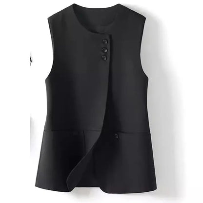 Ladies Casual Fashion Blazers Vest Coat Spring Autumn Female Cardigan Sleeveless Jacket Korean Women With Lining Suit Waistcoat