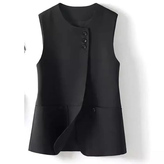 Ladies Casual Fashion Blazers Vest Coat Spring Autumn Female Cardigan Sleeveless Jacket Korean Women With Lining Suit Waistcoat