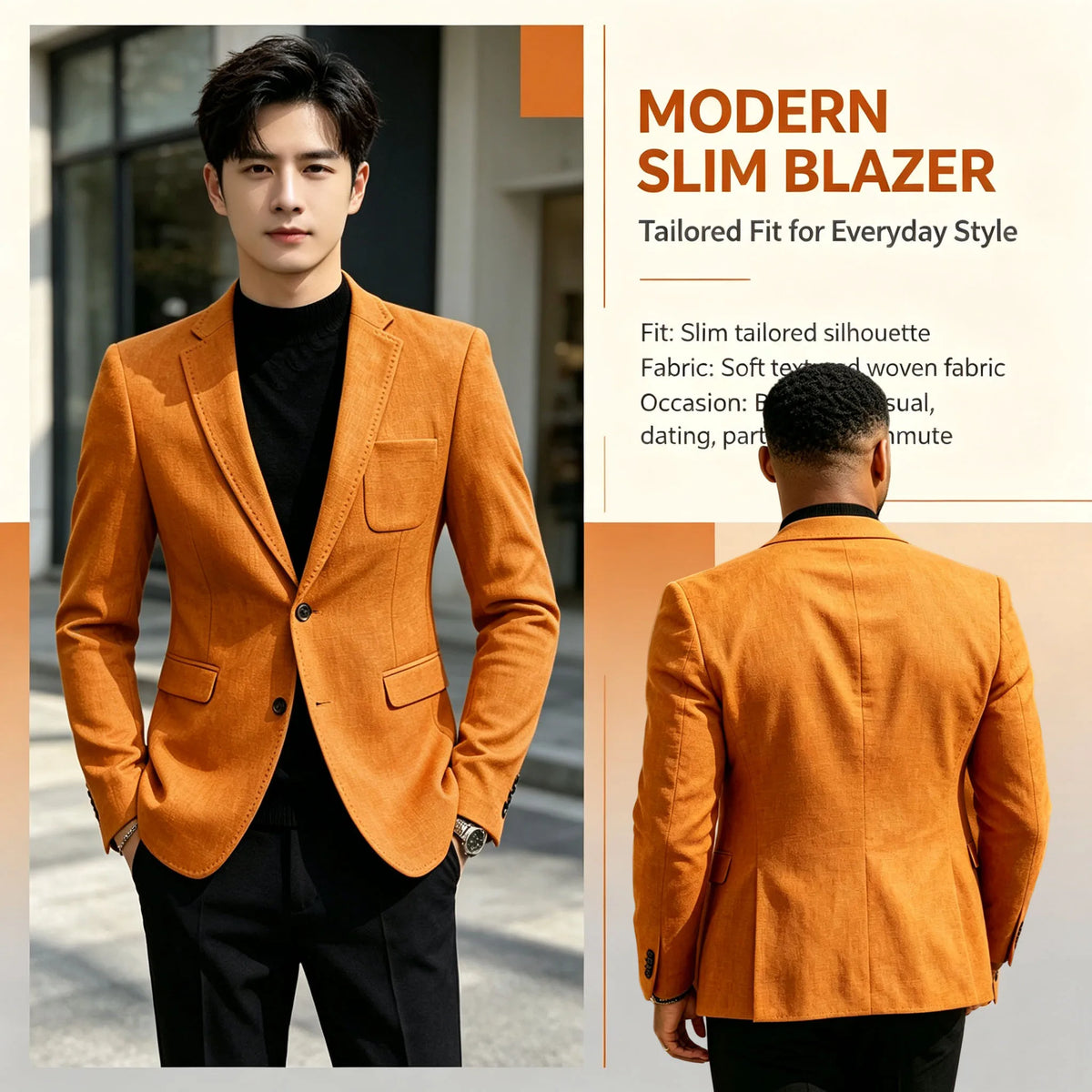 Cotton Linen Blend Men Suit Blazer Slim Fit Breathable Soft Man Jacket For Business Wedding Office Daily Vacation Outdoor Coat