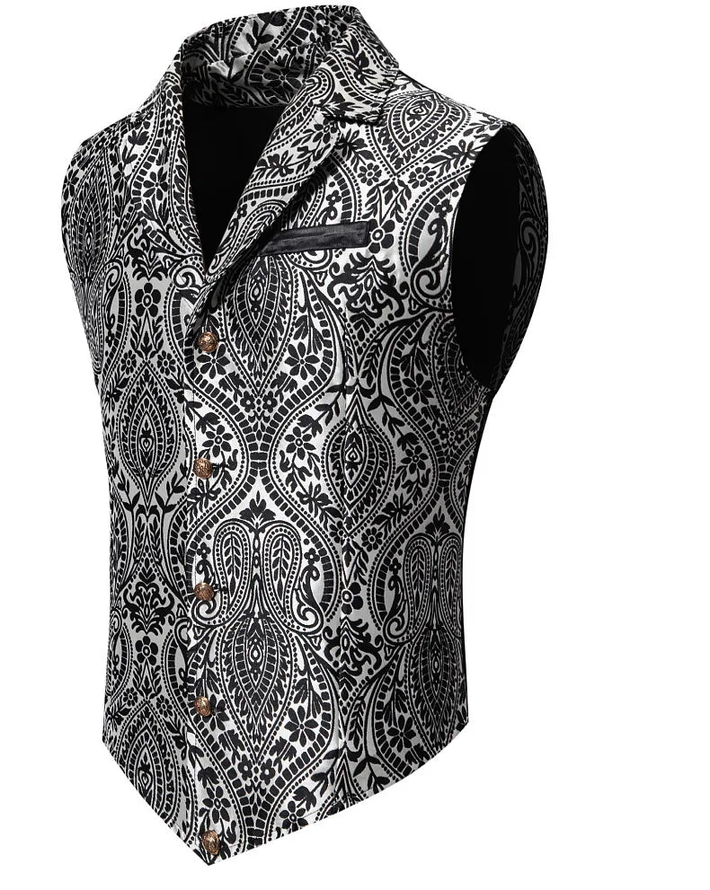 Men's Suit Vest Jacquard Smart Casual Single Breasted Slim Fit Waistcoat
