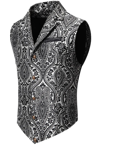 Men's Suit Vest Jacquard Smart Casual Single Breasted Slim Fit Waistcoat