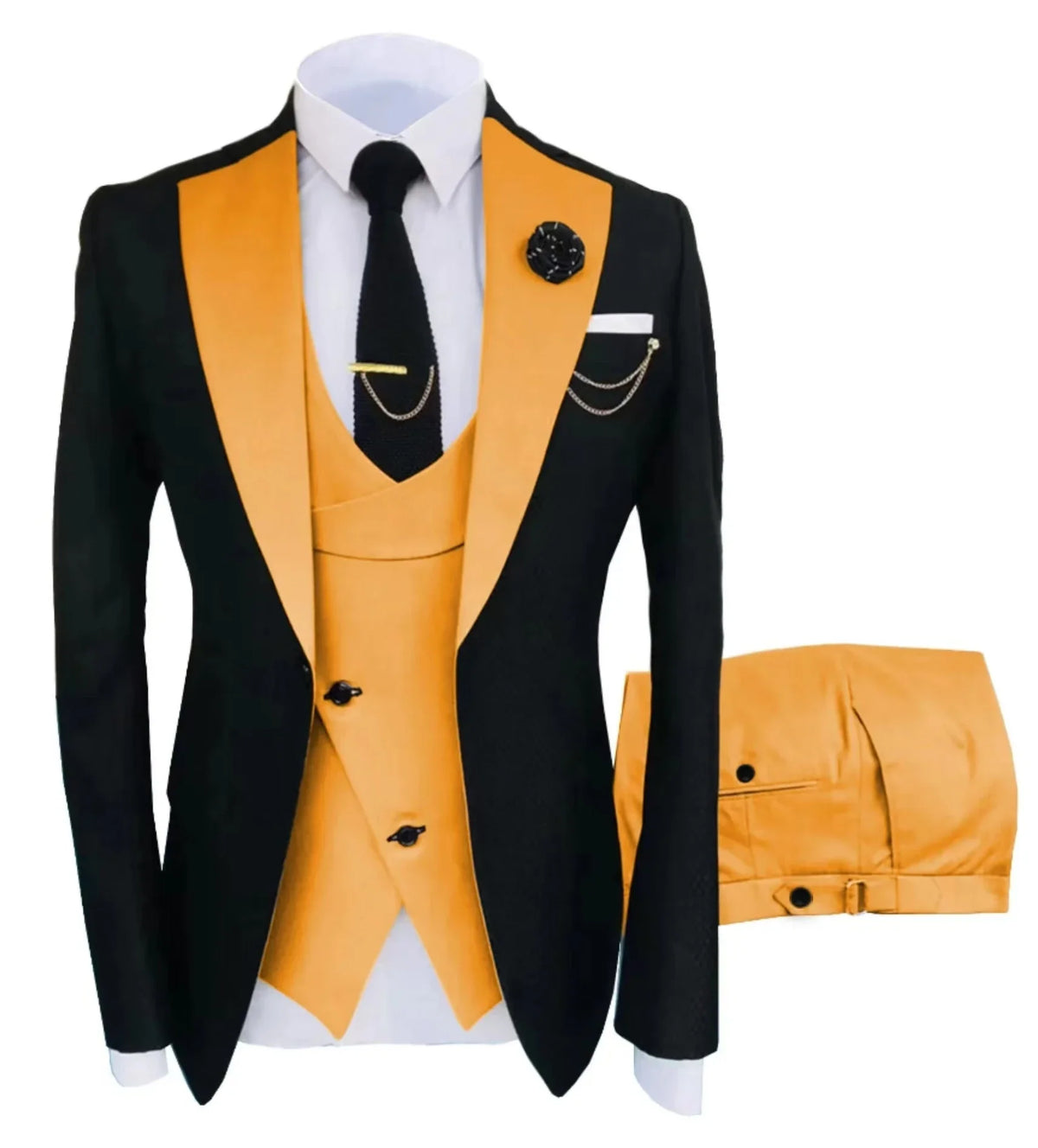 Costume de mariage 3 pièces pour homme – Veste, gilet et pantalon – Coupe ajustée – Tuxedo pour garçons d'honneur, costume pour adultes, pour les fêtes de mariage estivales à la plage