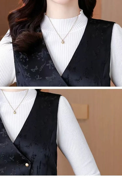 Middle-aged Mother New Chinese Style Black Vests 2026 New Spring Autumn Casual Sleeveless Waistcoat Women Retro Blazers Vest