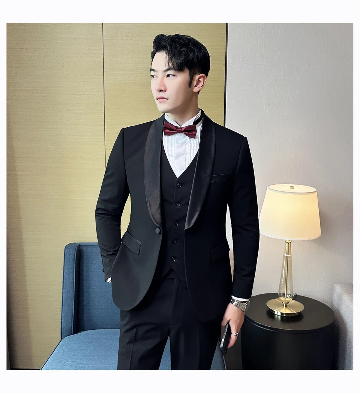 Plus Size 6XL 5XL Men Formal Business Suit 3 Set Pieces Classic Slim Fit Business Suits Sets Autumn Men Wedding Party Tuxedo