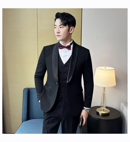 Plus Size 6XL 5XL Men Formal Business Suit 3 Set Pieces Classic Slim Fit Business Suits Sets Autumn Men Wedding Party Tuxedo