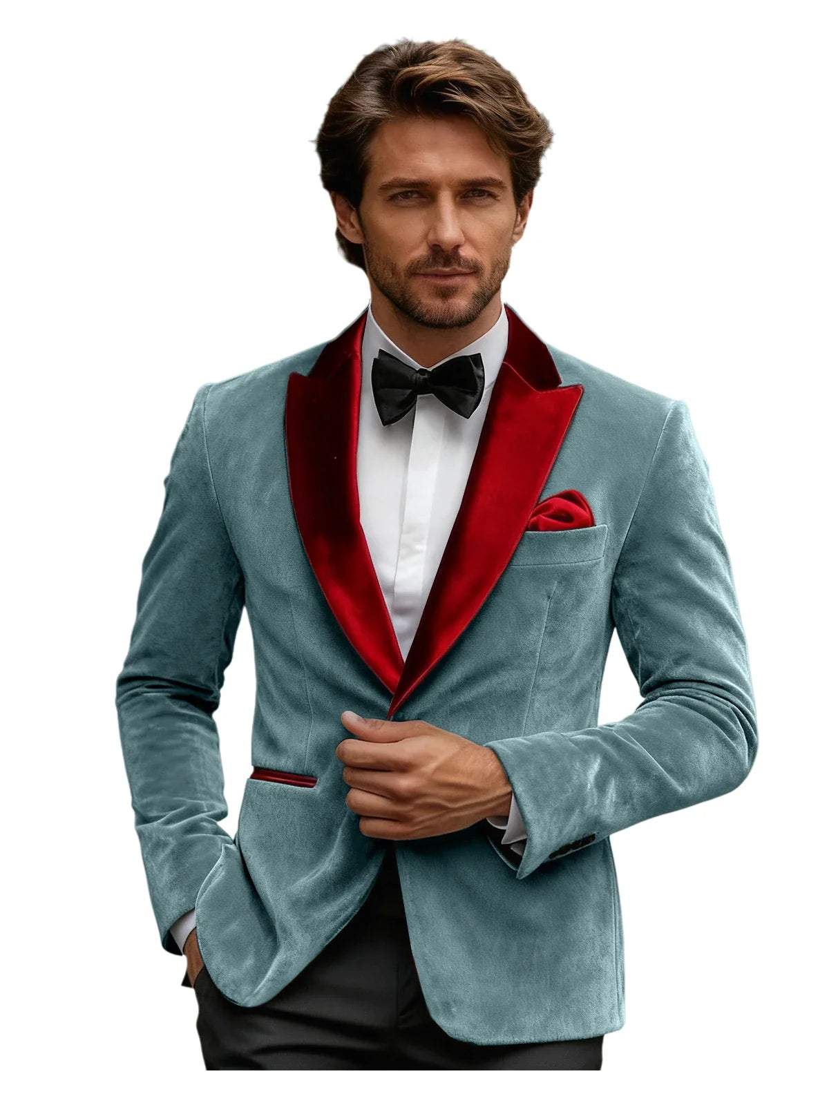 Luxury Burgundy Velvet Men's Blazer Suits Single Breasted Black Shawl Lapel Slim Fit Men Sport Coats Formal Wedding Groom Jacket