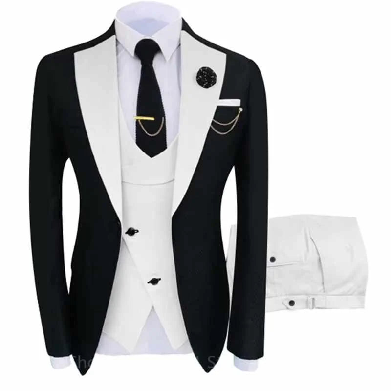 Ensemble de costume 3 pièces multicolore pour homme - Mariage, bal de promo, affaires - Coupe ajustée - Smoking de marié - Blazer style britannique