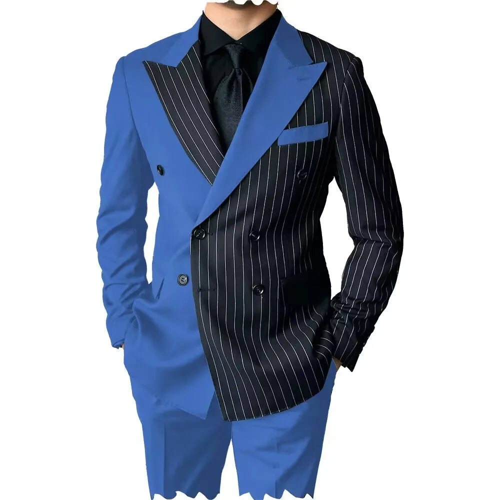 2 Piece Men's Wedding Suits Groom Tuxedos with Peak Lapel Double Breasted Blazer And Pants Set for Prom Business Costume Homme