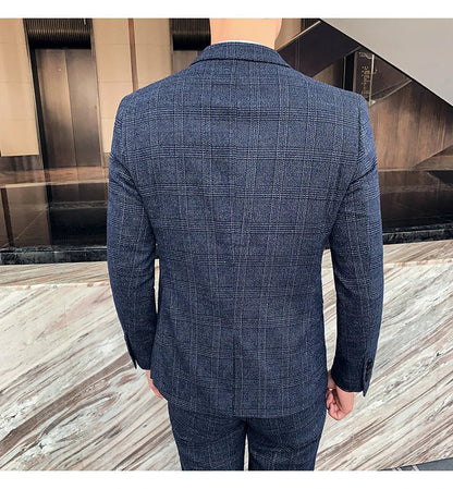 Men's Slim Fit Business Suit High Quality Boutique Fashion Two-Piece Set Handsome Trend Banquet Four Seasons Trousers Included