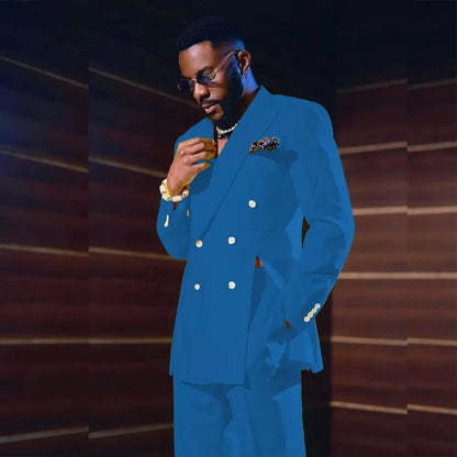 Costume Homme 2 Pièces Revers Pointe Croisé Blazer avec Pantalon pour Mariage Bal de Promo Dîner Tenue Décontractée Chic