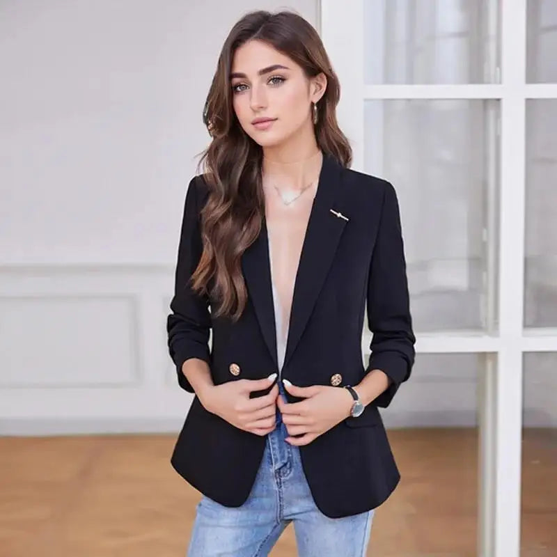 Spring Women's Casual Blazers Feminino Korean Style Fashion Long Sleeve Plus Size Jackets Coats Outerwears Veste Femme